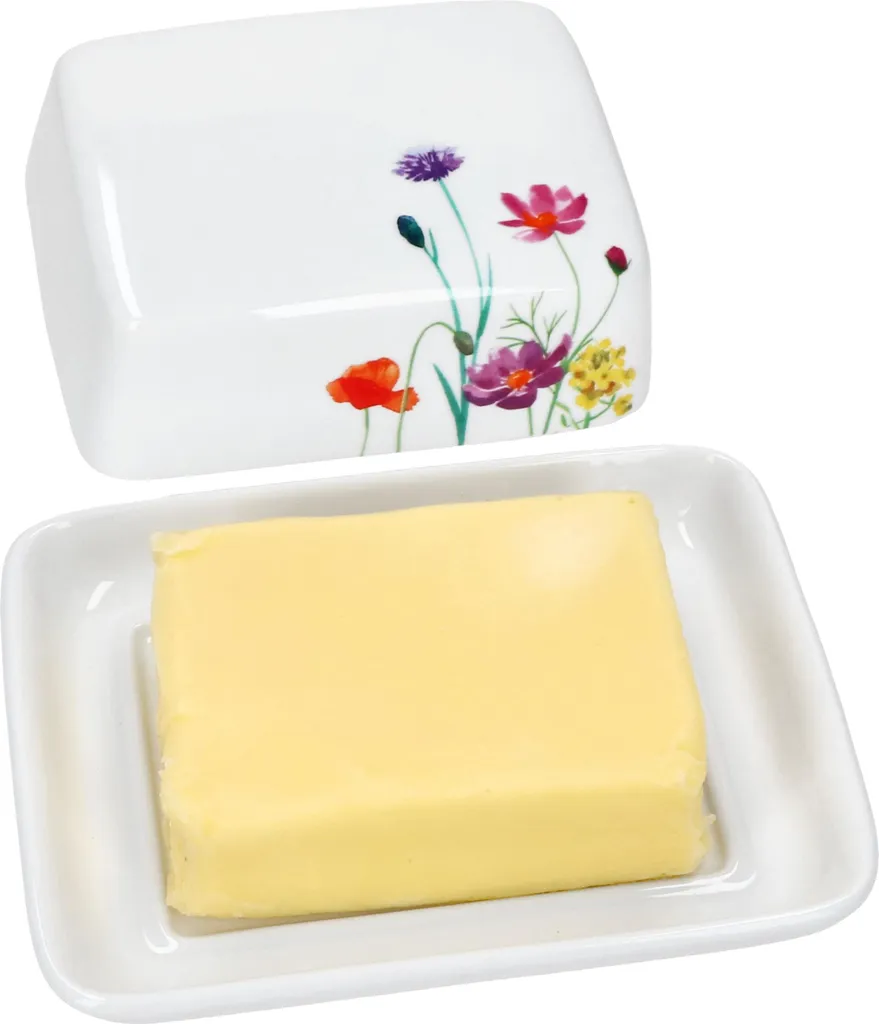 Portaburro 250g Marie Porcellana Fiori - Contenitore Burro con Coperchio