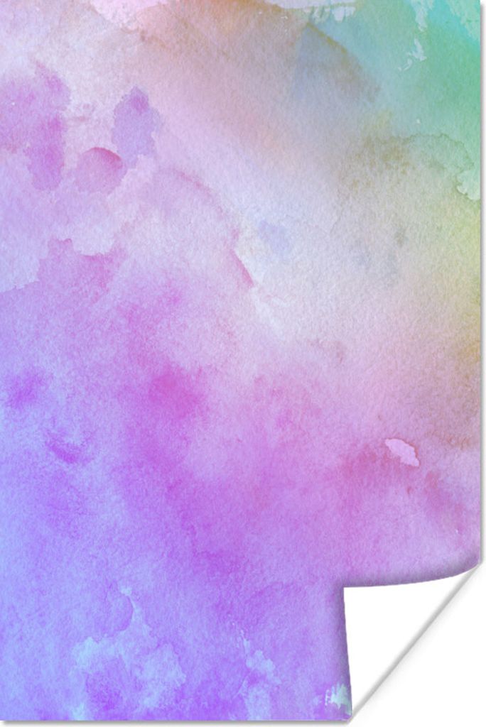 MuchoWow Poster Aquarell - Pastell - Gelb - Violett 120x180 cm - Kunstposter