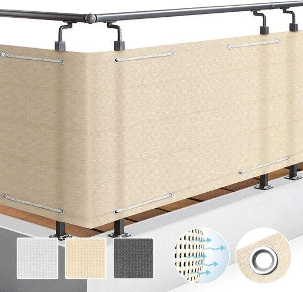 Pare-vue occultant contre le vis-à-vis en PEHD beige 3m x 90cm fixation facile