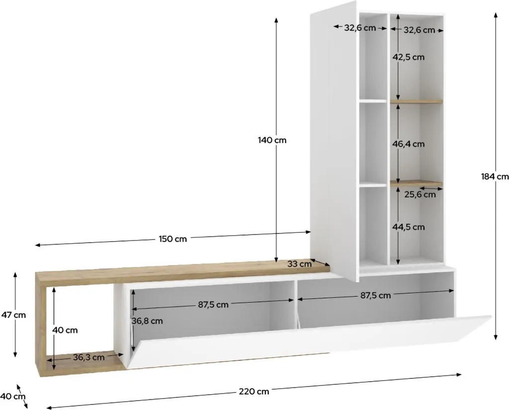 Mur Modulaire Blanc Aménageable Vicksburg - Rangement Flexible et Design