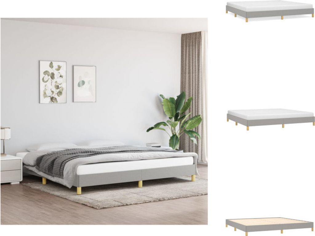 vidaXL Bettgestell Hellgrau 200x200 cm Stoff - Betten & Bettgestelle
