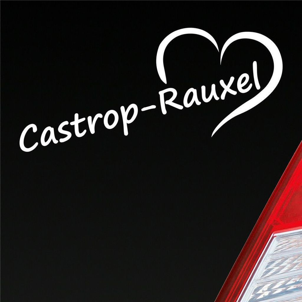 Auto Aufkleber Castrop Rauxel Herz Stadt City Liebe Love 18x8 cm Weiss Matt Sticker Heckscheibenaufkleber