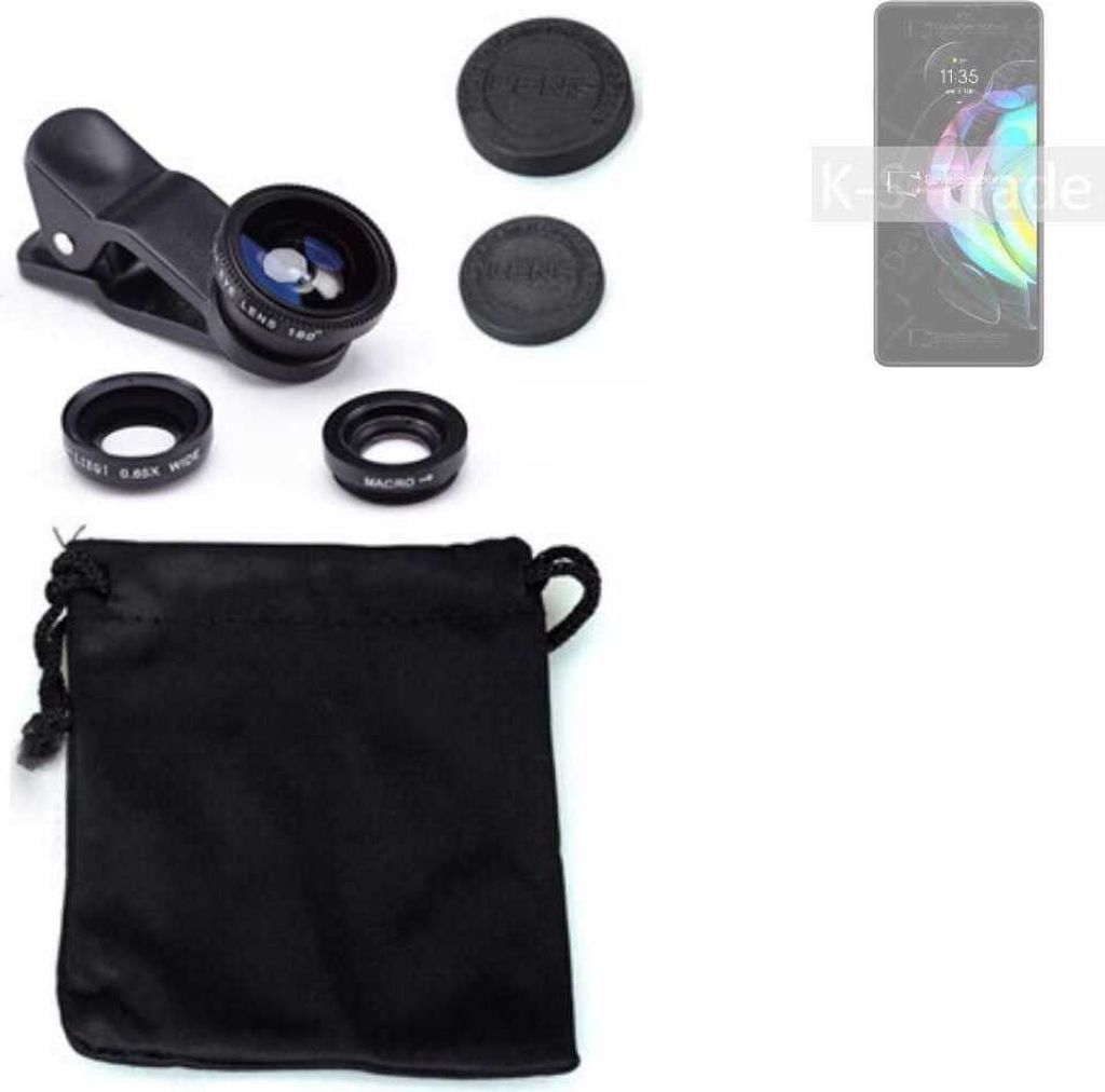 K-S-Trade Smartphone Kamera Linsen Set Kompatibel mit Motorola Edge 20 3in1 Clip-On Kamera Adapter Macro Weitwinkel FishEye Fischauge Objektiv Linse