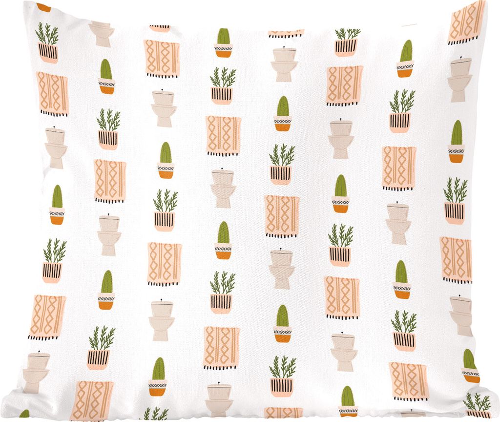 MuchoWow Zierkissen Sofakissen Wohnzimmer Dekokissen 50x50 cm Badezimmer - Pflanzen - Muster - Komfort - Sofakissen