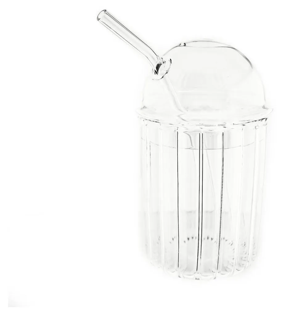 Set 4 Bicchieri con Cannuccia e Coperchio 500ml - Ideale Bevande Fredde
