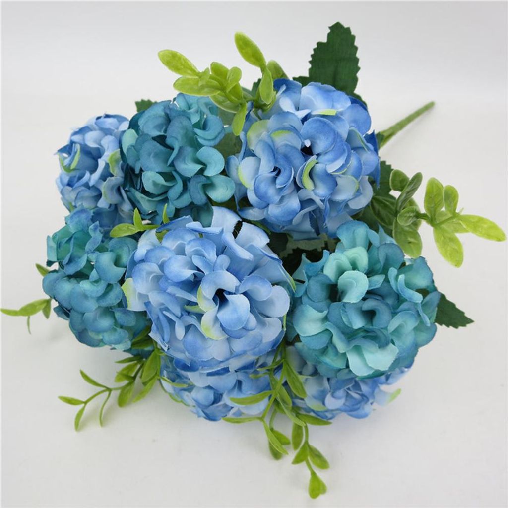 Künstliche Hortensie 10 in 1 Blau Realistisch Pflegeleichte Produktbild 