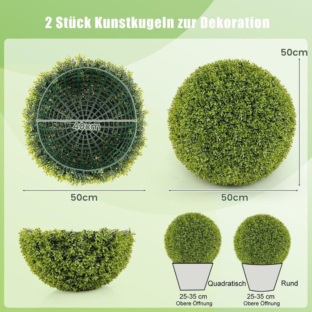 2er Buchsbaumkugel 50 cm Buchsbaum Kugel UV-beständig