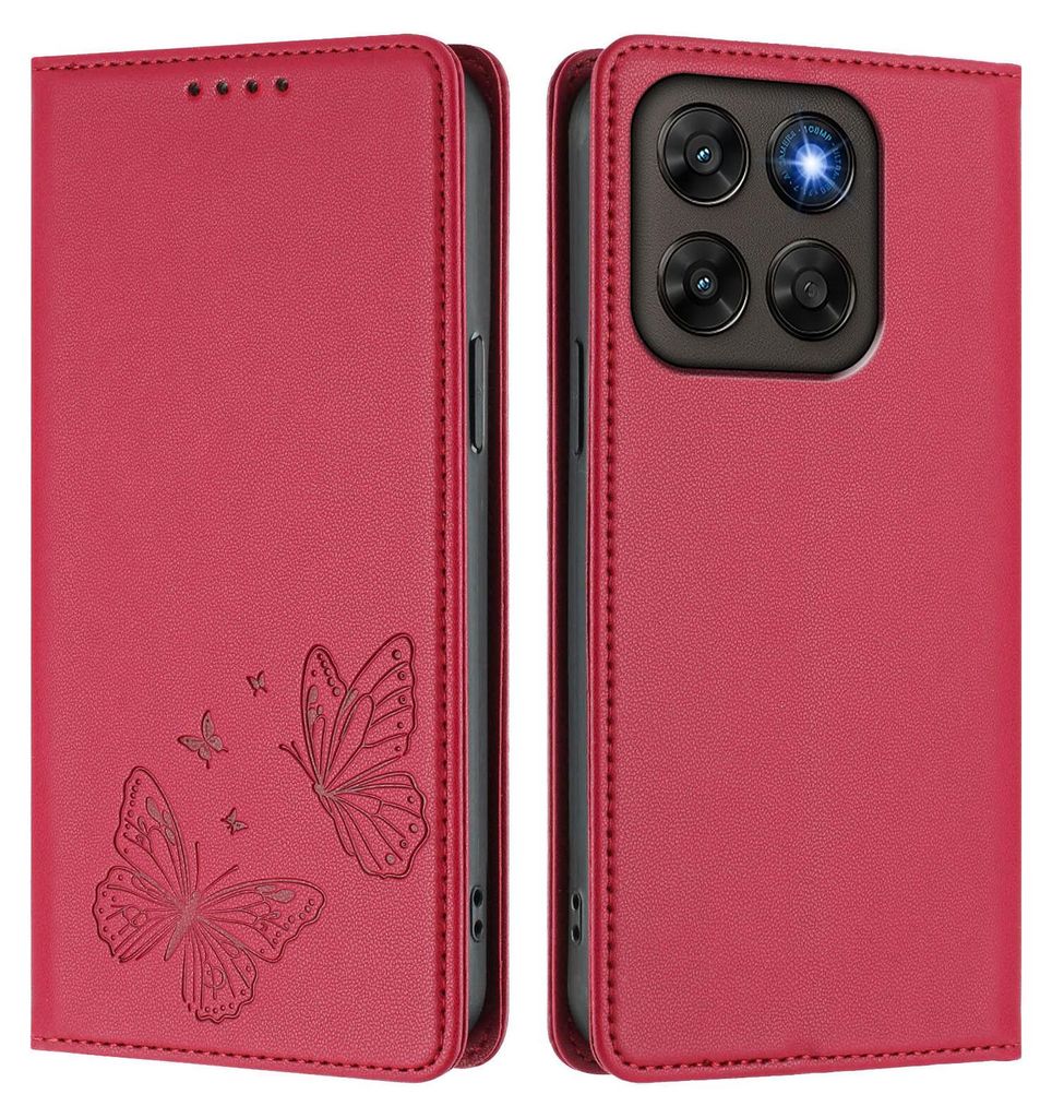Lederhülle für Motorola Moto G67/Moto G77, Schmetterling Produktbild 