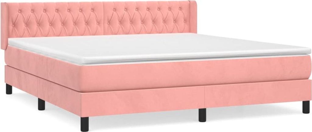 vidaXL Boxspringbett mit Matratze Rosa 180x200 cm Samt