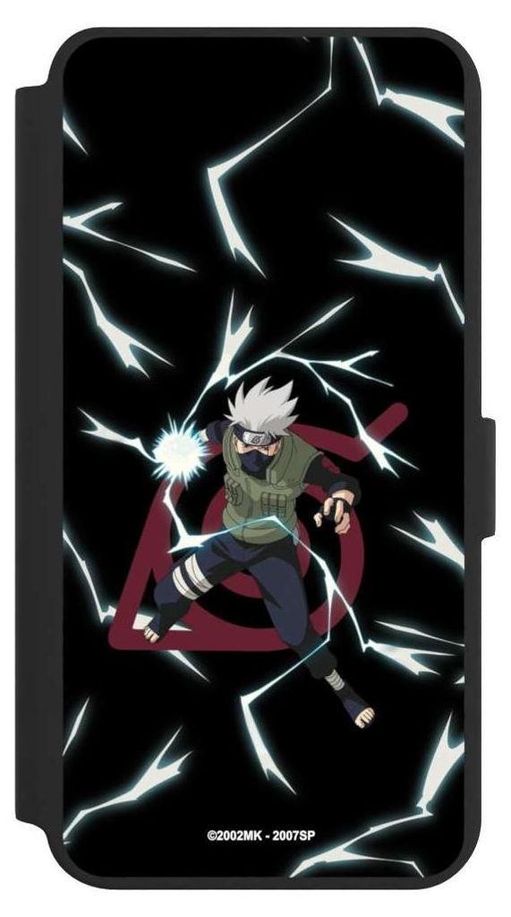 NIVOCASE Klapphülle für Samsung Galaxy S24+ Handyhülle aus Kunst Leder NIVOflip schwarz Naruto Shippuden Offizielles Lizenzprodukt Kakashi