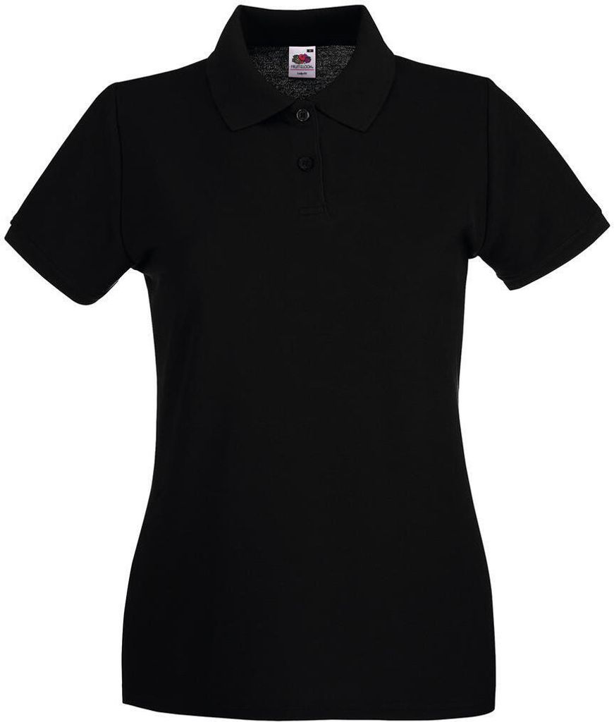 Fruit of the Loom Damen T-Shirt Polohemd kurzarm Poloshirt Polo Shirt, Größe:2XL (18), Farbe:Schwarz