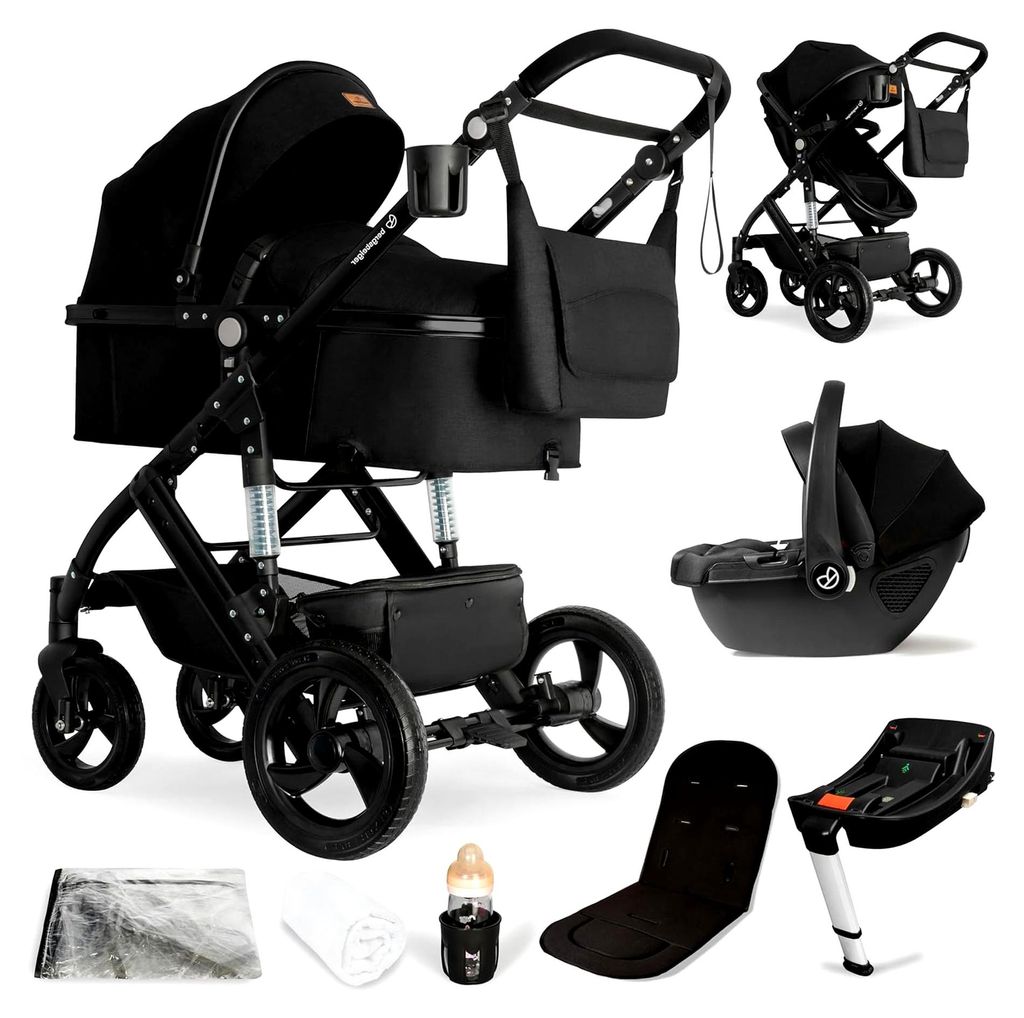 Nizza 3-in-1 Kinderwagen, Kombikinderwagen Komplettset mit Babyschale und Isofix-Station, Babywanne und Buggy-Sportsitz
