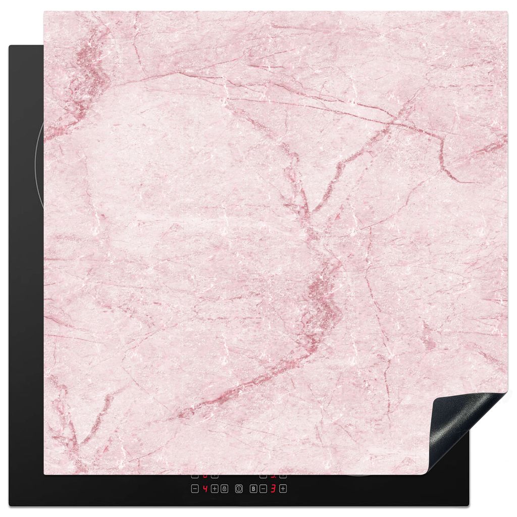 KitchenYeah Herdabdeckplatte Marmor - Rosa - Muster , 78x78cm, Küche Deko, Glaskeramikkochfeld Herdabdeckung, Abdeckplatte fùr Kochfeld