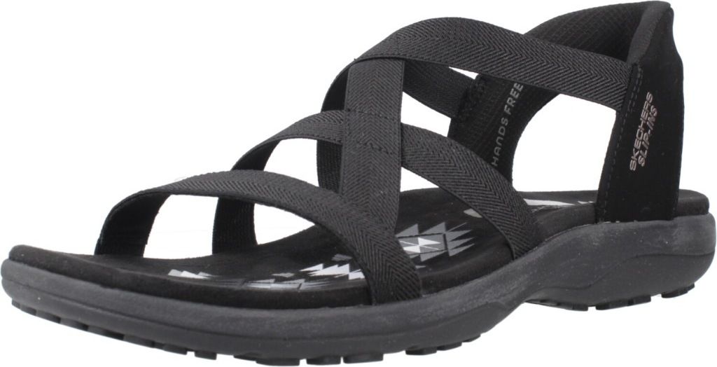 Skechers Damen-Sandalette Stretch Gore Slip In Sandal Schwarz-Weiß-Grau, Farbe:schwarz, EU Größe:35