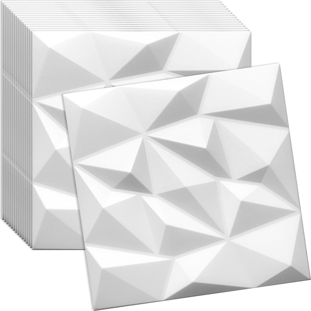 Verdico | 3D Wandpaneel Polystyrol - 50x50 cm - Weiß - Elegante Gestaltung - 16 Stück im Set, Wand- & Deckenverkleidung