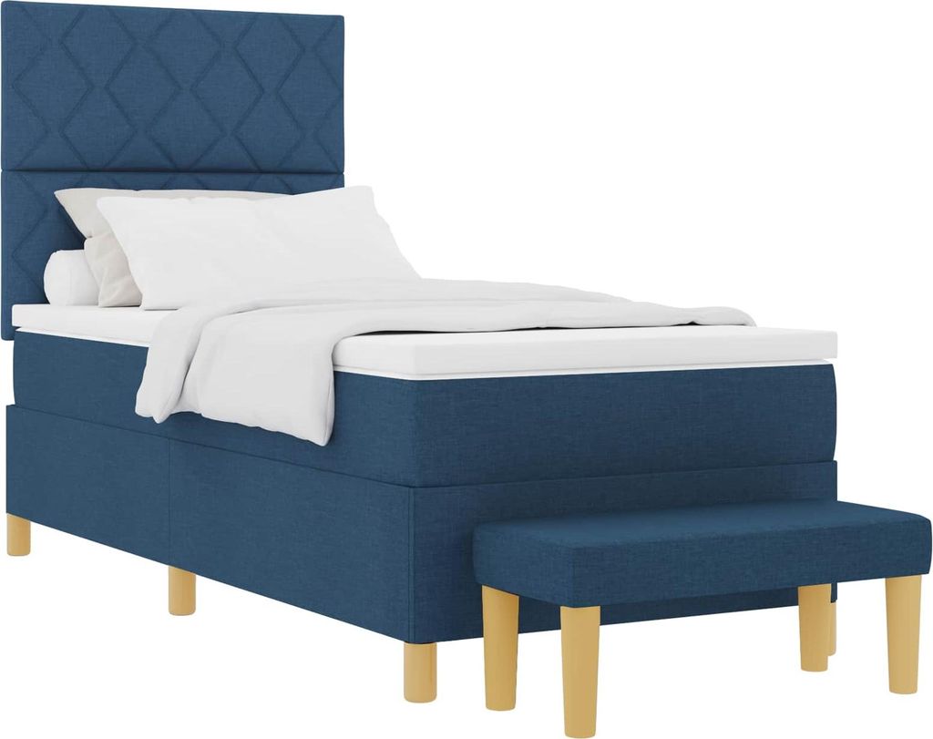 vidaXL Boxspringbett mit Kopfteil Blau 200 x 100 cm Stoff