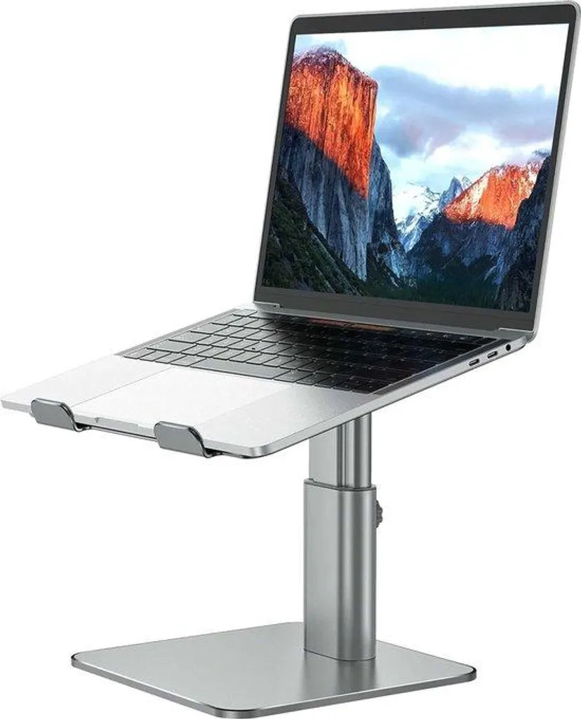 Support Laptop Aluminium Gris avec 6 Niveaux de Réglage Ergonomiques