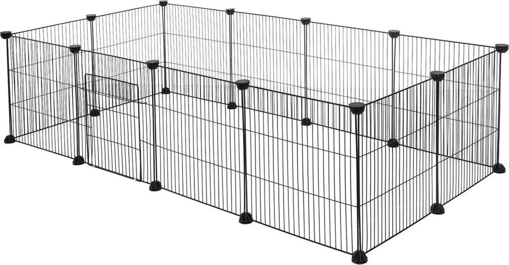 Verstellbarer Nagerlaufstall – Weiß – Für kleine Tiere – 142x53x71 cm – Stahl – Stabil & Sicher