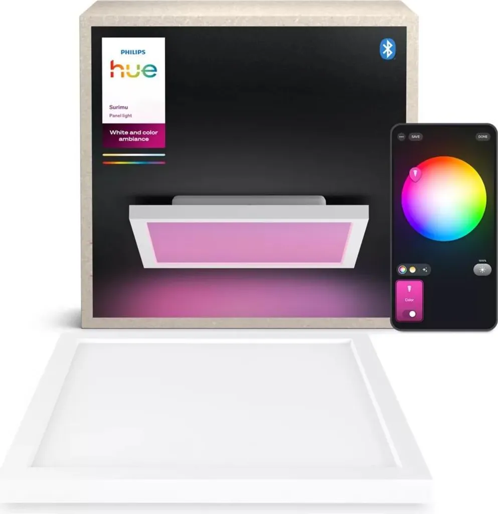 Éclairage Connecté Salon Philips Surimu Carré Bluetooth Zigbee Blanc