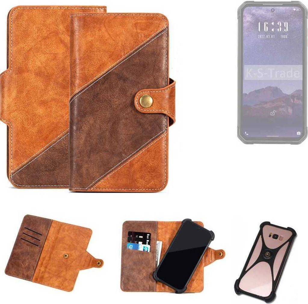 K-S-Trade Handyhülle Schutzhülle Bookstyle Case Wallet-Case kompatibel mit iiiF150 B1 Pro Cover Klapphülle Kantenschutz Smartphone dunkelbraun