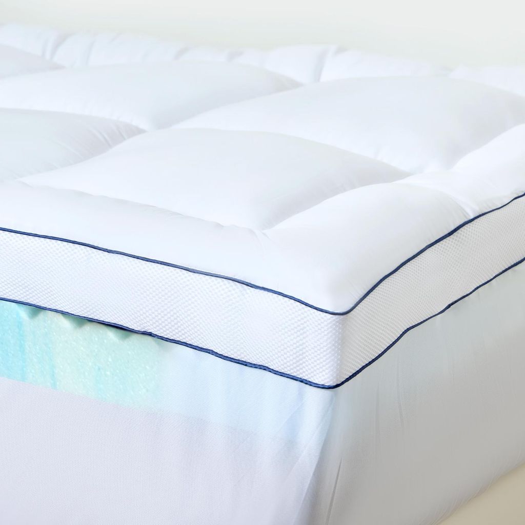 NicePlus Topper mit Daunendecke, 5-Zonen Gel-Schaum - Für erholsamen Schlaf, 360° Mesh, 90x200x10cm, für alle Matratzen