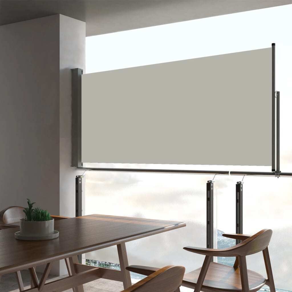 The Living Store Ausziehbare Seitenmarkise 60×300 cm Creme