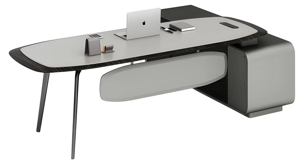 Bureau moderne gris noir avec rangement Bureau design Image du produit 