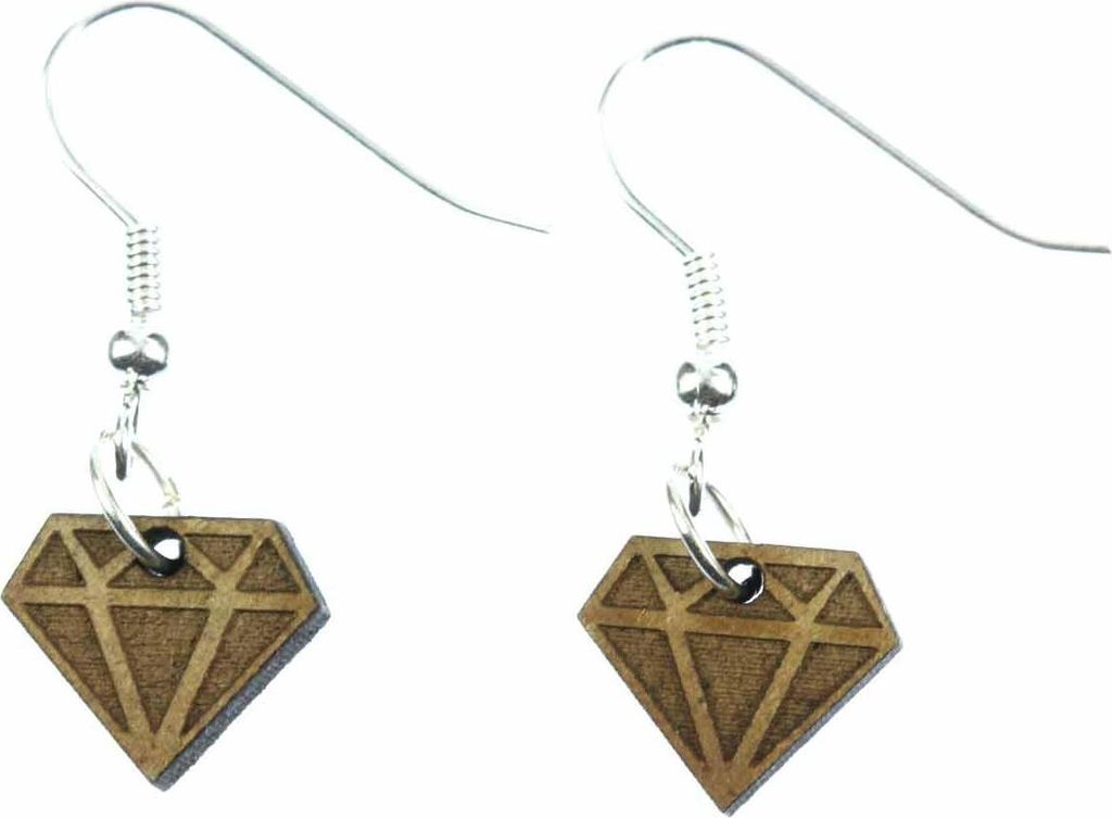 Diamant Ohrringe Miniblings Hänger Brillant Edelstein Rubin braun Holz Hip Hop