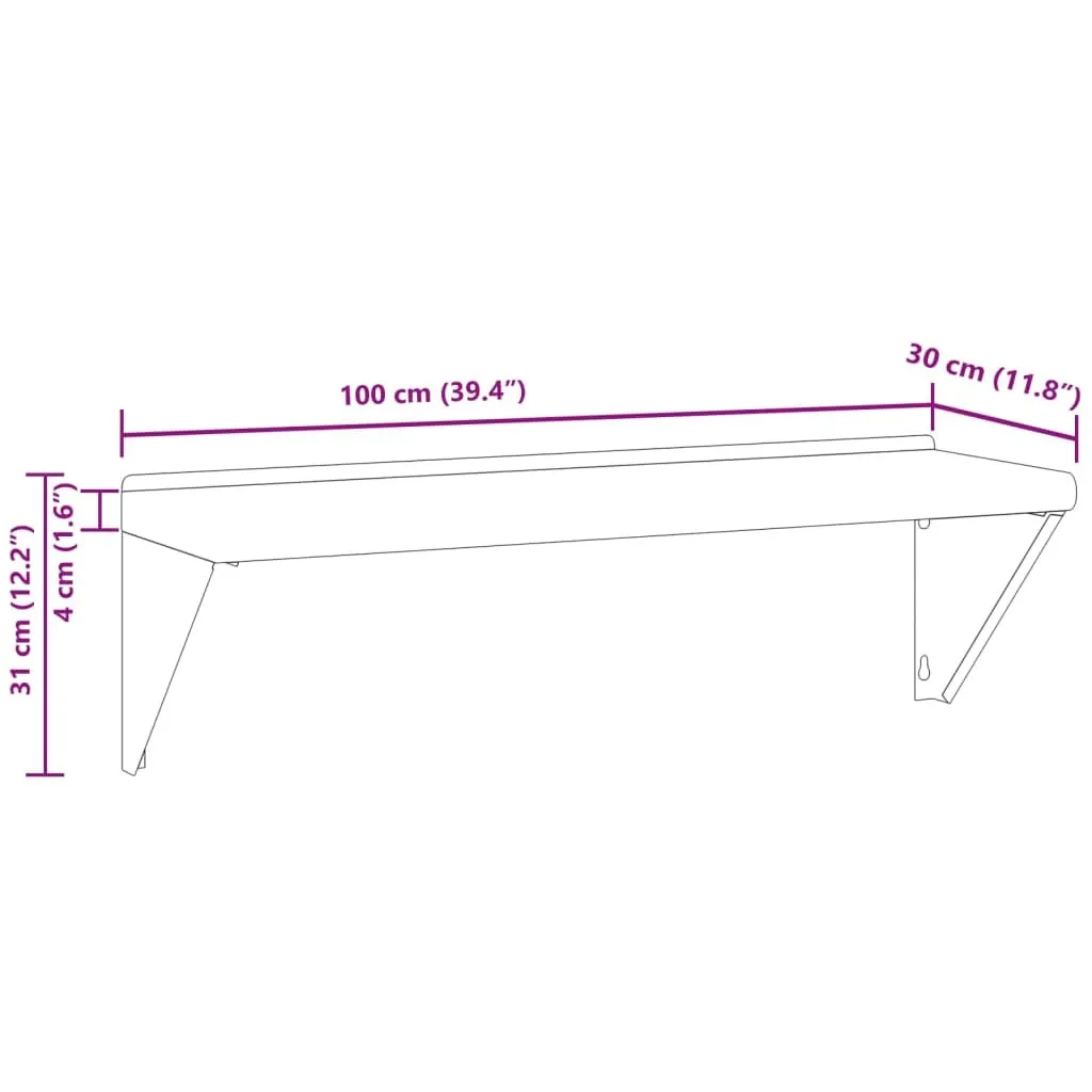 Scaffale Parete Acciaio Inox 100x30x31 cm Argento | Design Industriale - 10