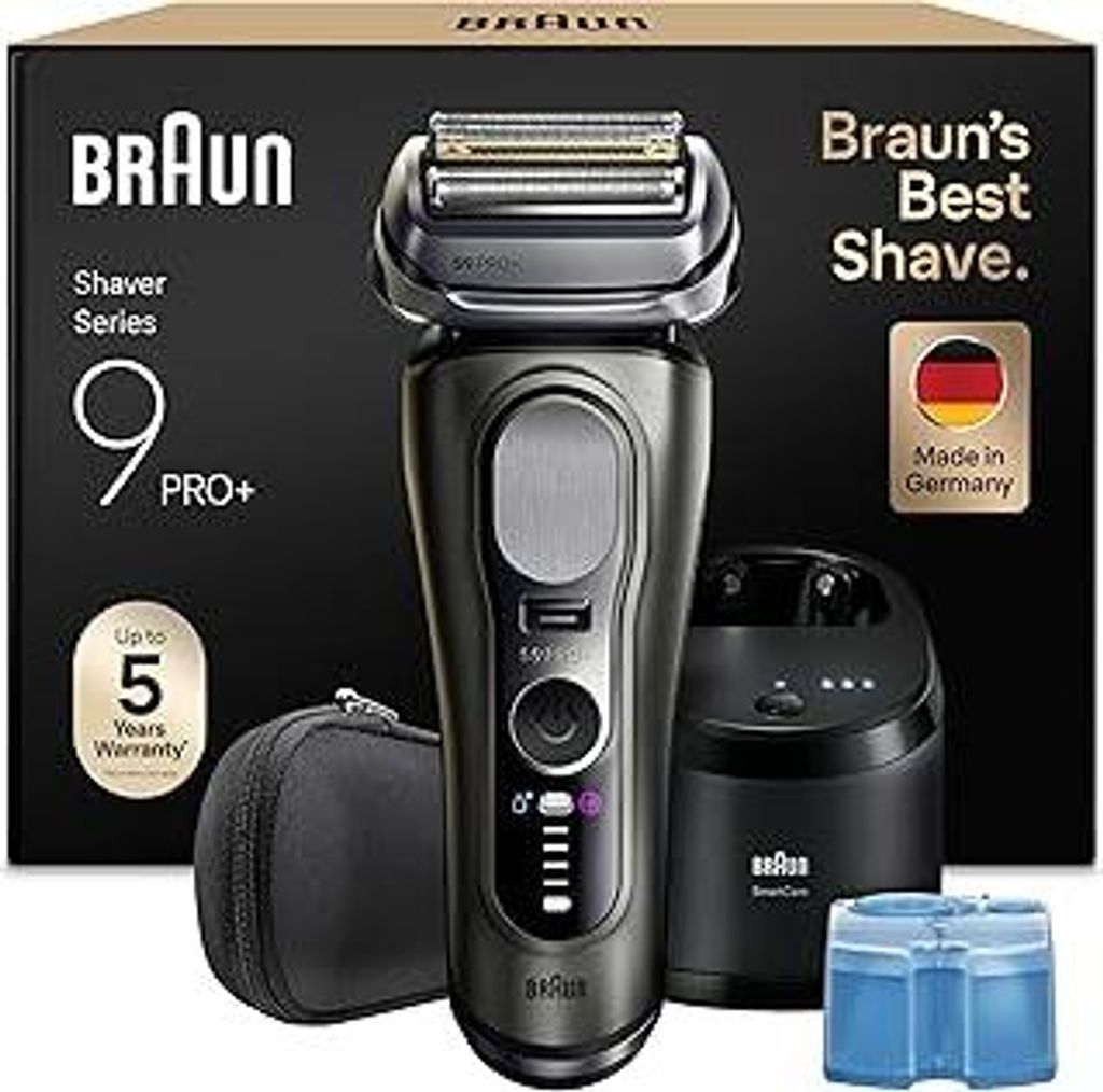 Braun Series 9 PRO+ Rasierer Herren Elektrisch, 5+1 Ultradünne Klingen, Elektrorasierer, Rasierapparat mit 60 Min. Akku, Reinigungsstation, Nass- ...