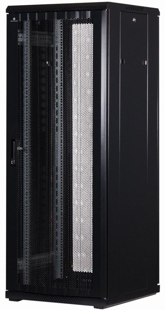Rockstable 32HE 19 Zoll Serverschrank Netzwerkschrank (BxTxH) 600x600x1600mm mit Gitternetztüren - Türanschlag wechselbar - Türen und Seitenwän...
