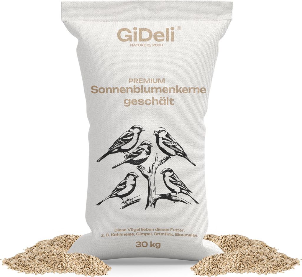 Sonnenblumenkerne 30kg Geschält Natur Vogelfutter Wildvögel Winterfutter GiDeli