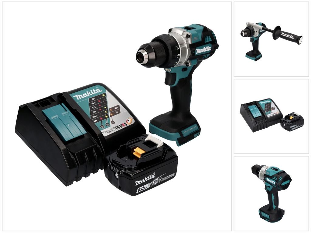 Makita DDF 486 RG1 Akku Bohrschrauber 18 V 130 Nm Brushless + 1x Akku 6,0 Ah + Ladegerät