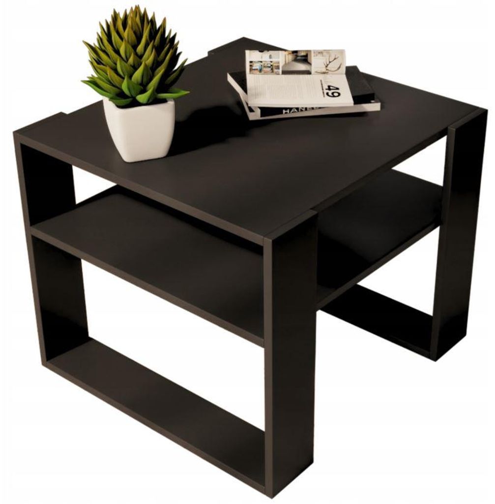 Couchtisch Schwarz 55x55 Cm Loft Retro Wohnzimmertisch Produktbild 