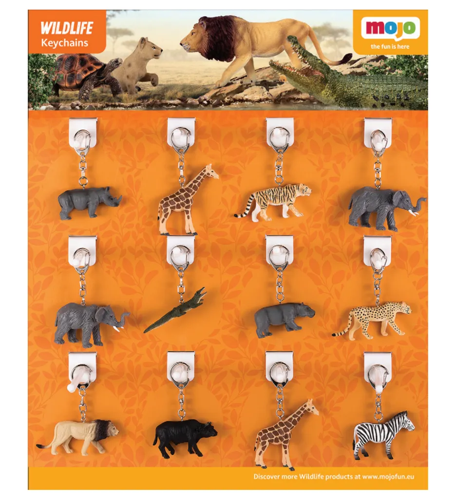 Porte-clés Animaux du zoo Mojo Display 36 unités détaillées et solides