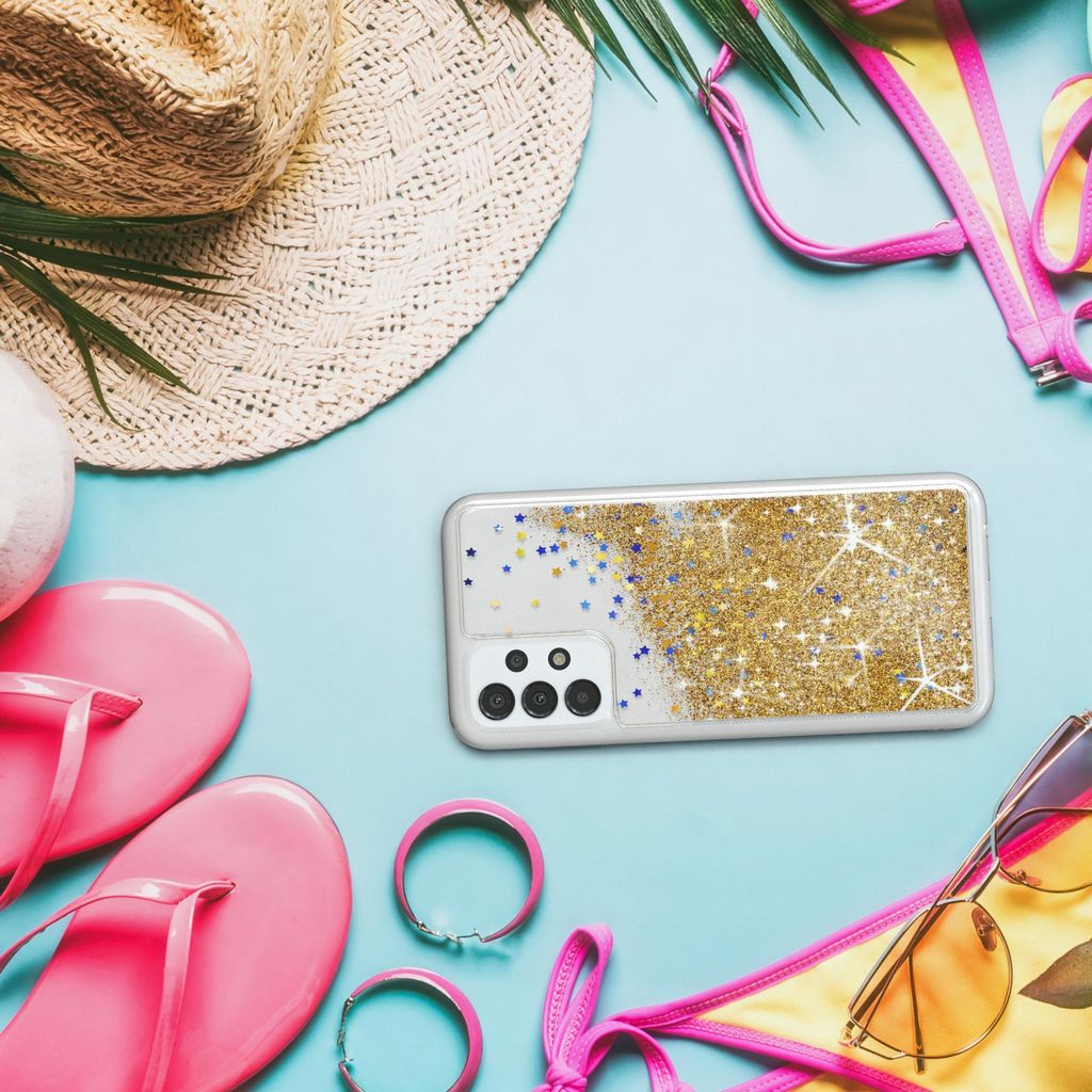 EAZY CASE - Glitzer Hülle kompatibel mit Samsung Galaxy A13 4G Glitzer Schutzhülle, Soft Case, Backcover Transparent mit Motiv