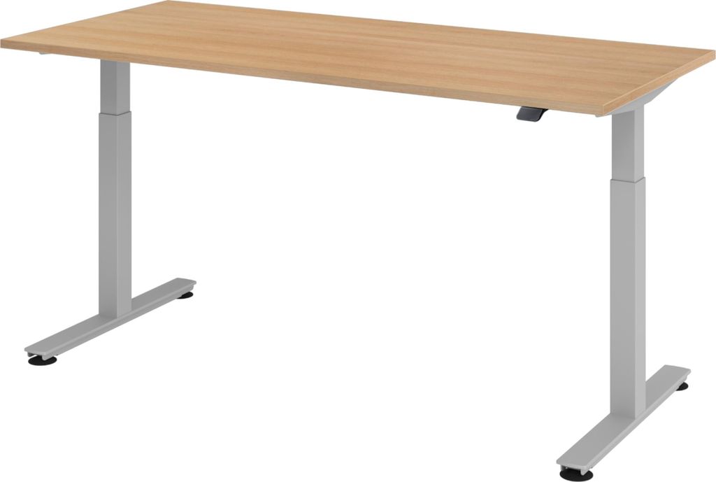 bümö Schreibtisch elektrisch XMST - Gestell: Silber, Größe: 180 x 80 cm, Nachbildung: Eiche