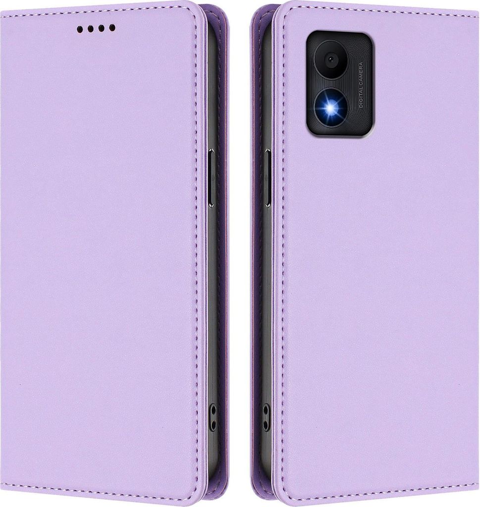 Handyhülle für TCL 303, Kunstleder Klapphülle Stoßfeste Magnetische Hülle mit Ständer Violett