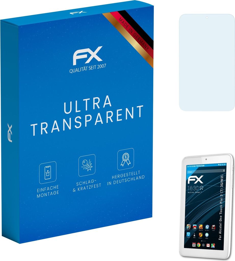 atFoliX FX-Clear 2x Schutzfolie kompatibel mit Alcatel One Touch Pixi 3 (7) (3G/WiFi) Displayschutzfolie