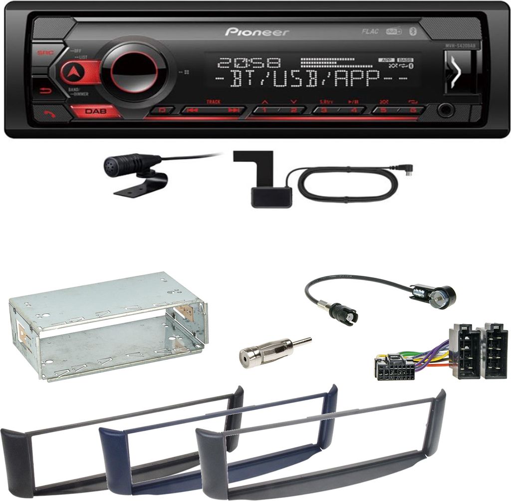 Pioneer MVH-S420DAB Bluetooth WAV DAB+ AUX Autoradio Einbauset Smart ForTwo 450