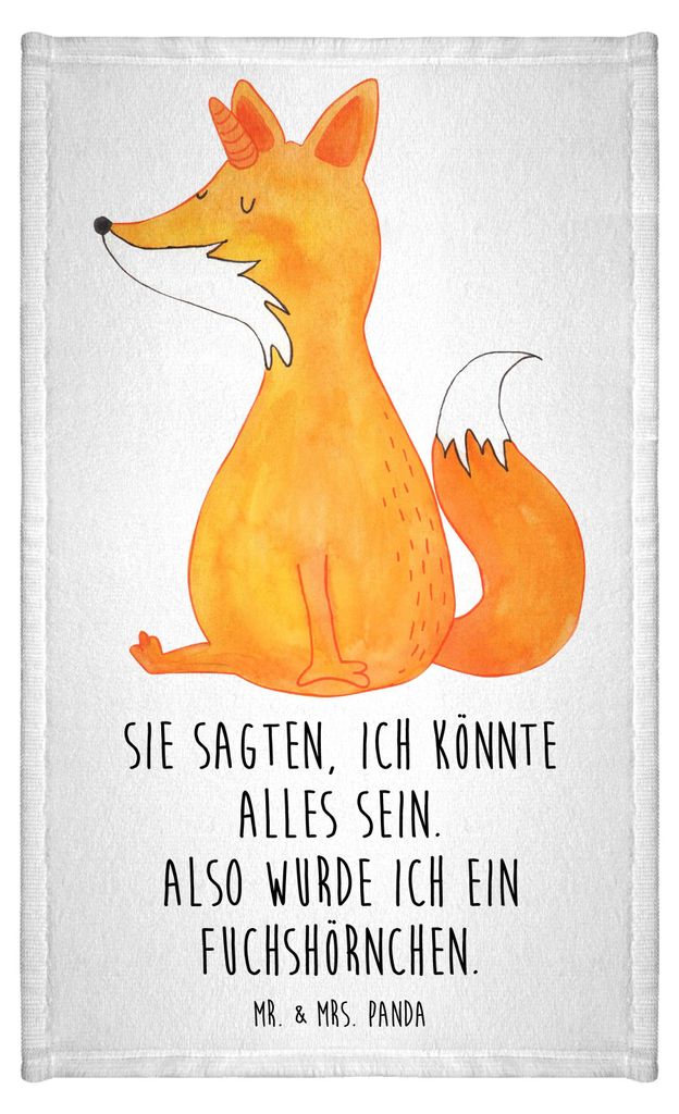Mr. & Mrs. Panda Gästetuch Einhorn Fuchs - Weiß - Geschenk, Frotteetuch, Füchse, handtuch gäste wc, Einhörner, Unicorn, Klein, Unicorns, Fuchs...