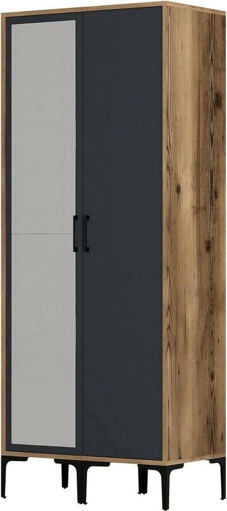 Dmora Garderobe 2 Türen Alhena 80x201,4 H cm Braun Kleiderstange