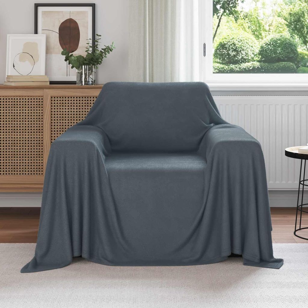 "Schlussverkauf" Wohndecken 6 Stück - Einfache Pflege - Dunkelgrau 210x140 cm Fleece C8673