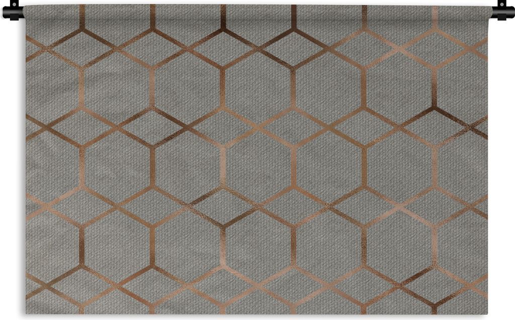 MuchoWow Wandteppich Wandbehang Muster - Grau - Bronze 90x60 cm Tapisserie Dekoration Wandtuch - Wandskulpturen - Bildteppich