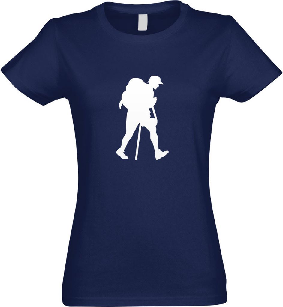 Kiwistar - T-Shirt tailliert - Damen - Navy - Wandern Trekking Figur - mit Motiv Bedruckt - Funshirt Design - Sport - Freizeit - Damen - S