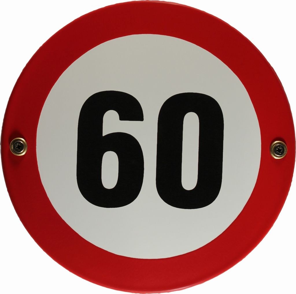 Emaille Schild Tempo 60 Verkehrszeichen Verkehrsschild Geburtstagsschild Emailleschild Verbotsschild