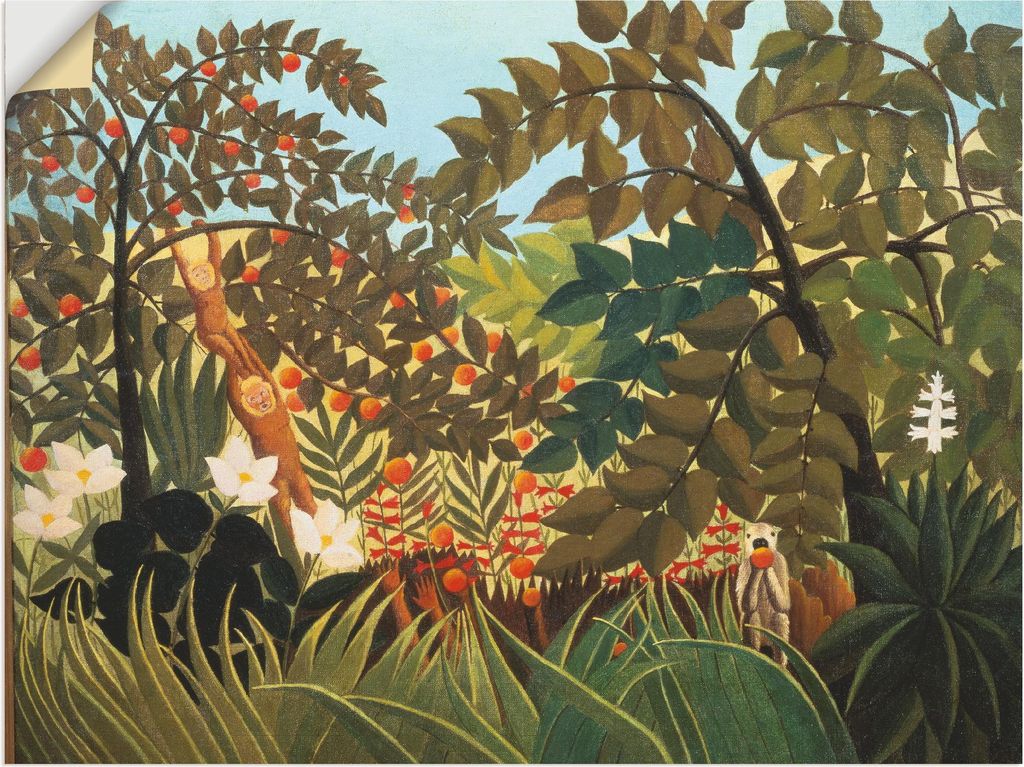 ARTland Wandbild, selbstklebend Exotische Landschaft mit Affen Größe: 120x90 cm