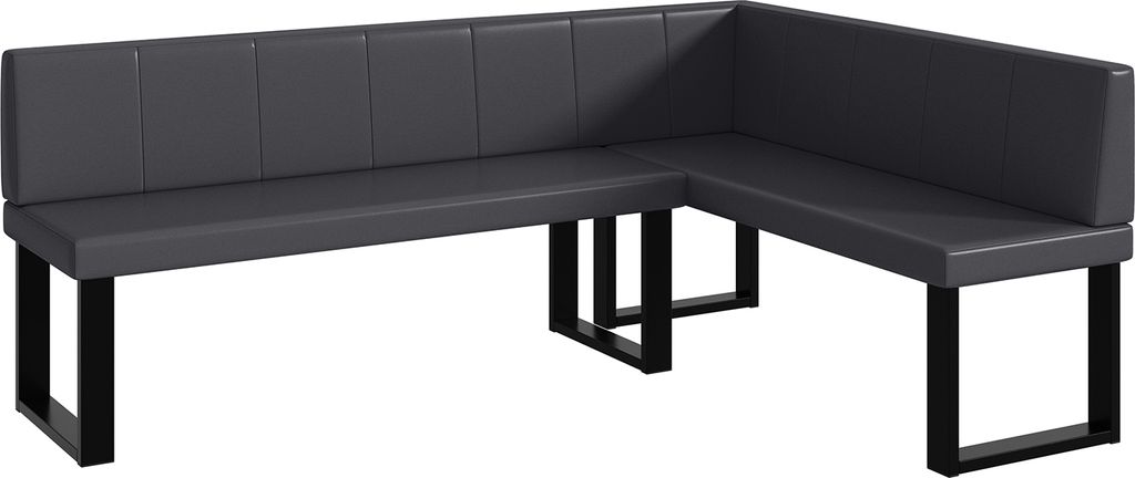 MEBLINI Eckbank für Esszimmer - Küchenbank - Essecke - Sitzecke Küche - PETER - U-Beine 142x196x87cm Rechts - Grau Kunstleder
