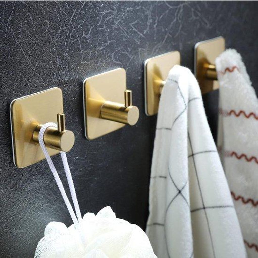 Selbstklebende Goldene Haken - 4 Stück - Badezimmer - Eingang - Schlafzimmer - Stenberi
