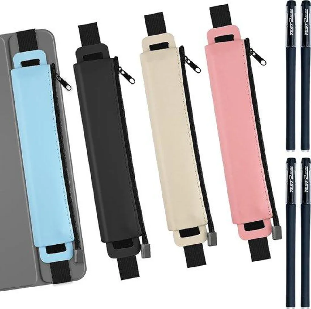 Porte-crayons adhésif fini les stylos perdus lot de 4 en cuir PU élastique